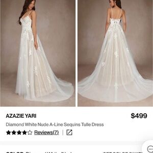 Azazie Yari White and Nude Tulle Dress